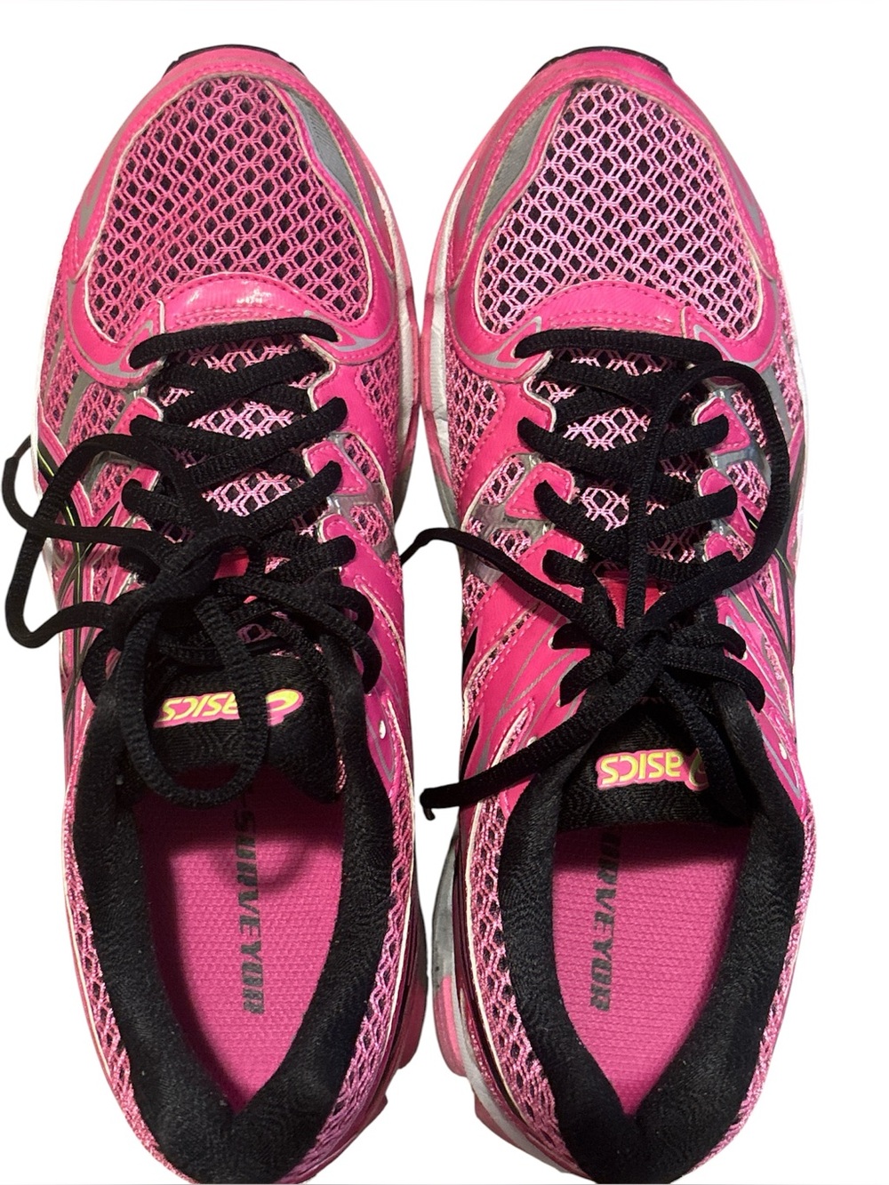 ASICS gel surveyor Hot Pink and Black Women's Athletic Running Shoes